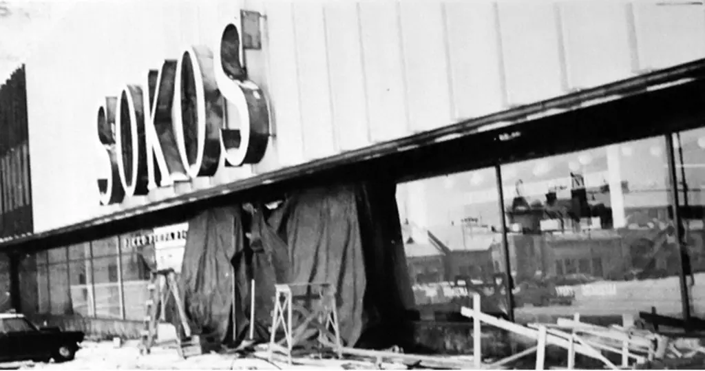 Sokos tavaratalo rakennustyömaa 60-luvulla
