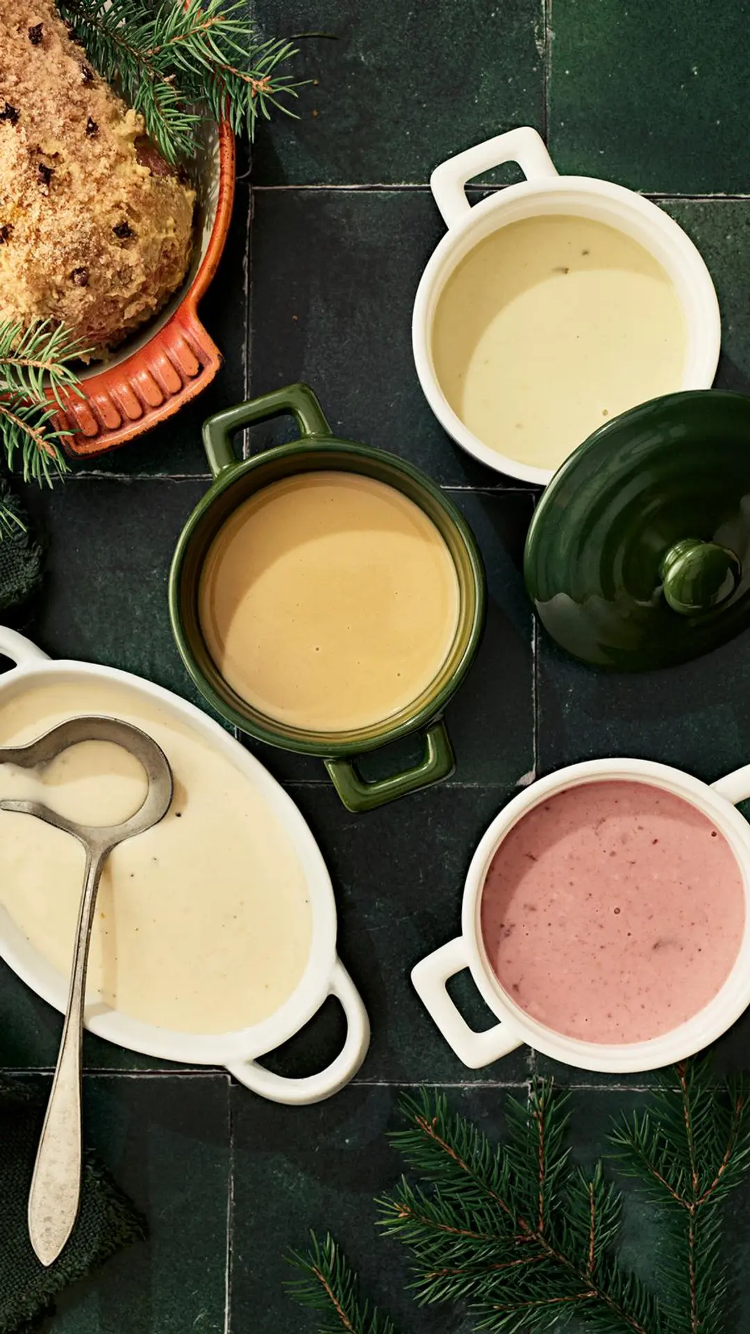 Kinkun kastikkeet: kirsikkakastike, miso-voikastike ja wasabi-hunajakastike