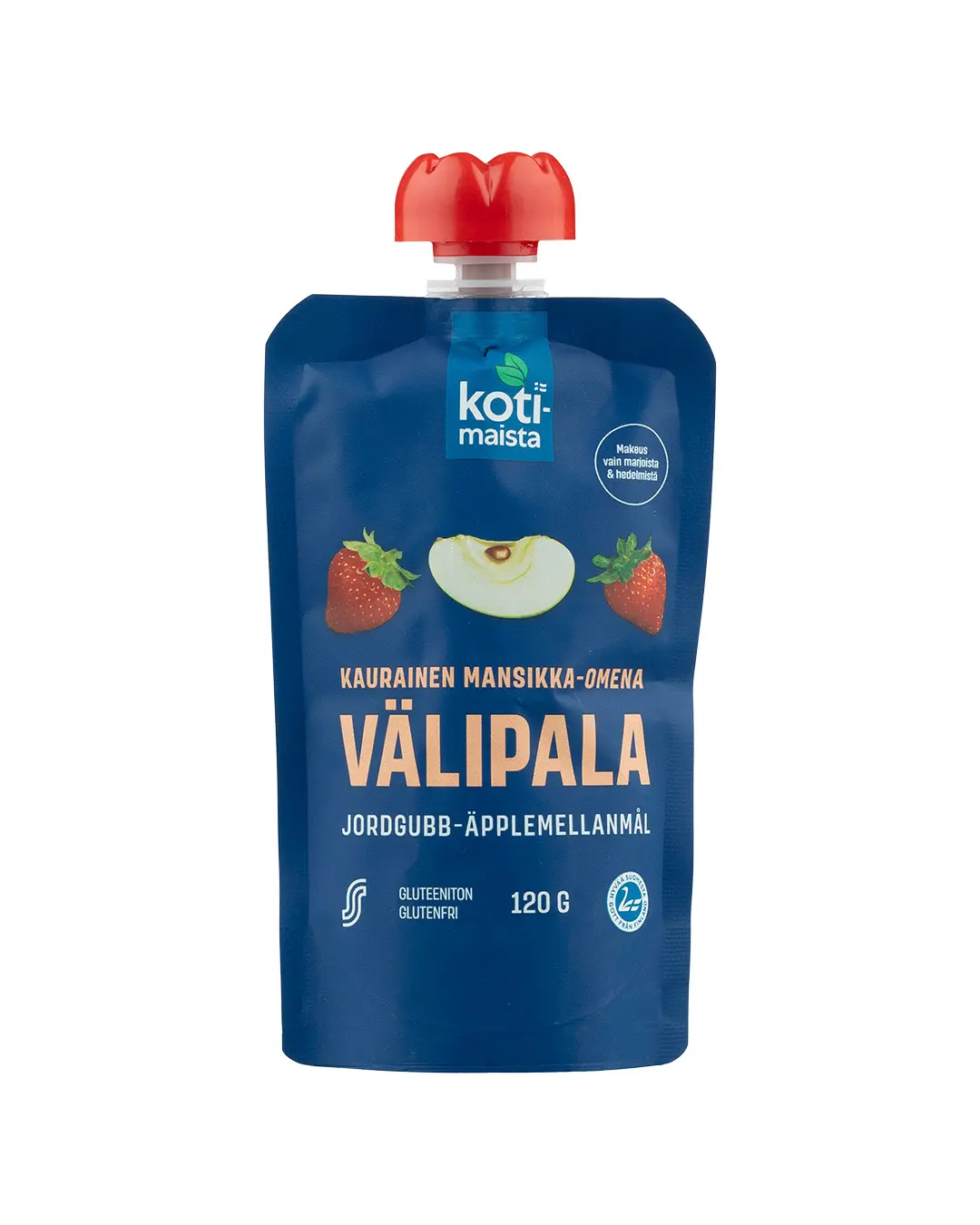 Kotimaista kaurainen mansikka-omenavälipala 