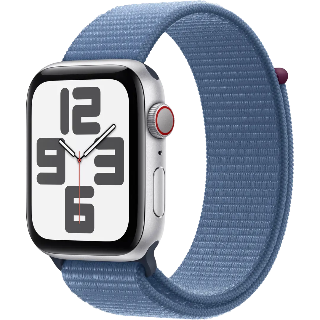 Apple watch SE GPS + Cellular 44mm Hopeinen alumiinikotelo talvensininen urheiluranneke MRHM3KS/A