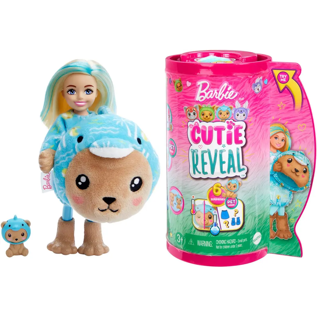 Barbie Cutie Reveal Chelsea Costume Cuties -nukke nalle delfiiniasussa