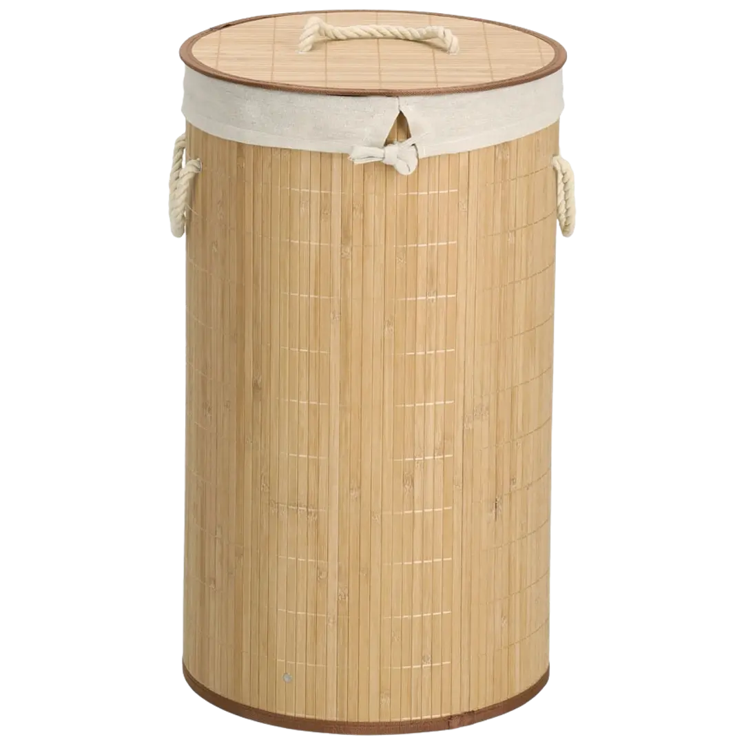 Zeller pyykkikori pyöreä, bambu/kangas