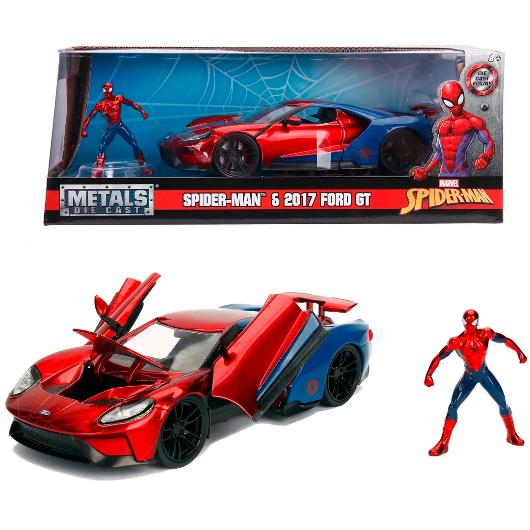 Jada Marvel Spider-Man ja 2017 Ford GT, 20 cm, 1:24, die-cast