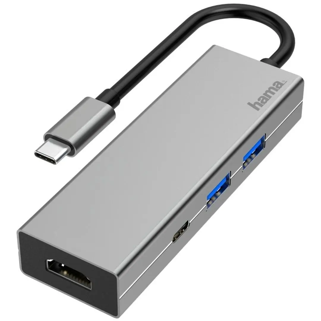 Hama USB-hubi, 4-porttinen, USB-C uros, 2 x USB-A, USB-C, HDMI™, USB 3.2 Gen 1, 0,15 m