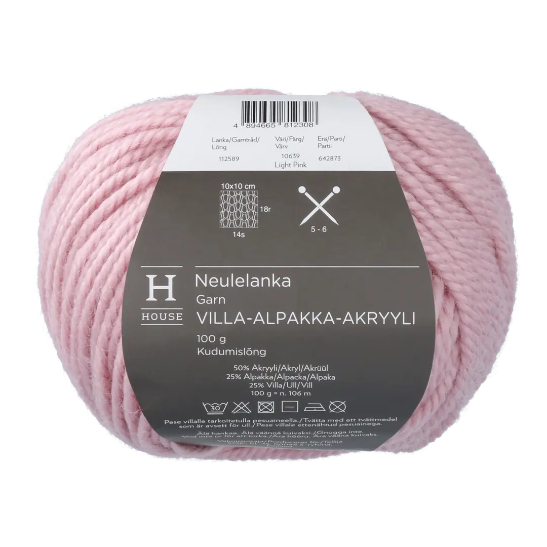 House neulelanka villa-alpakka-akryyli 112589 100 g Light Pink 10639