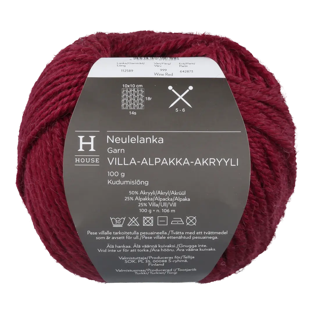 House neulelanka villa-alpakka-akryyli 112589 100 g Wine Red 999