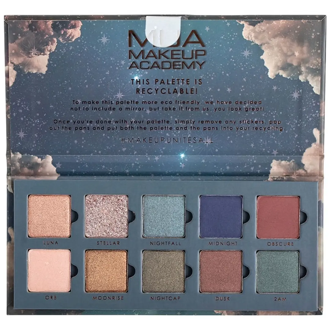 MUA Make Up Academy Nocturnal 10 Shade Paper Eyeshadow Palette 11 g luomiväripaletti