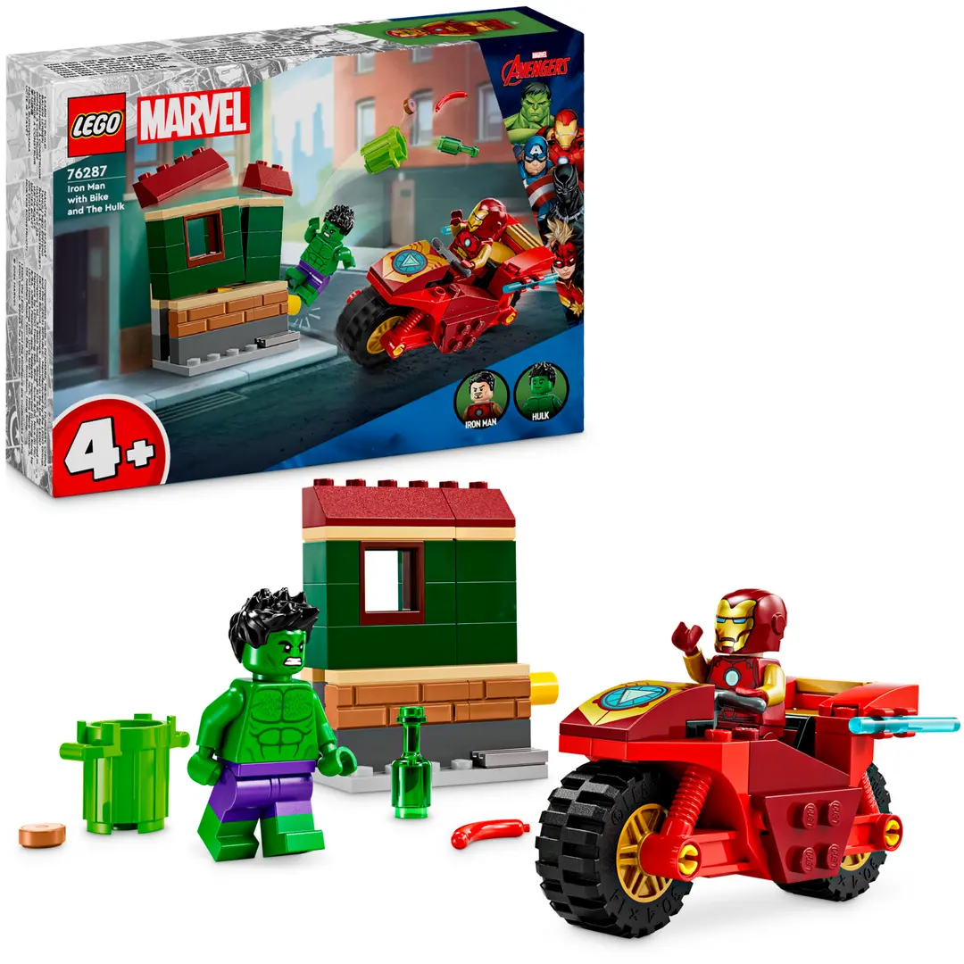 LEGO® Marvel 76287 - Iron Man, moottoripyörä ja Hulk