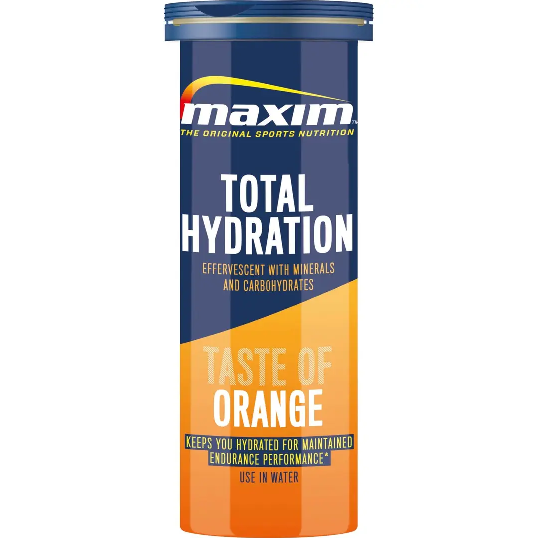 Maxim Total Hydration Orange taste appelsiininmakuinen hiilihydraatteja ja elektrolyyttejä sisältävä poretabletti 100g