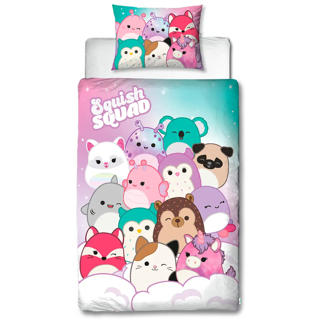 Lasten pussilakanasetti Squishmallows 150x210+50x60 monivärinen