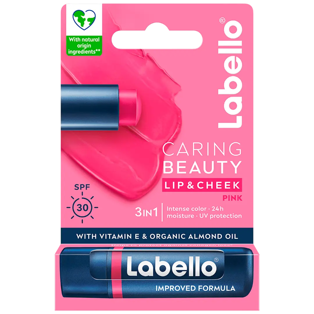 Labello 4,8g Caring Beauty Pink - sävyttävä voide huulille ja poskille