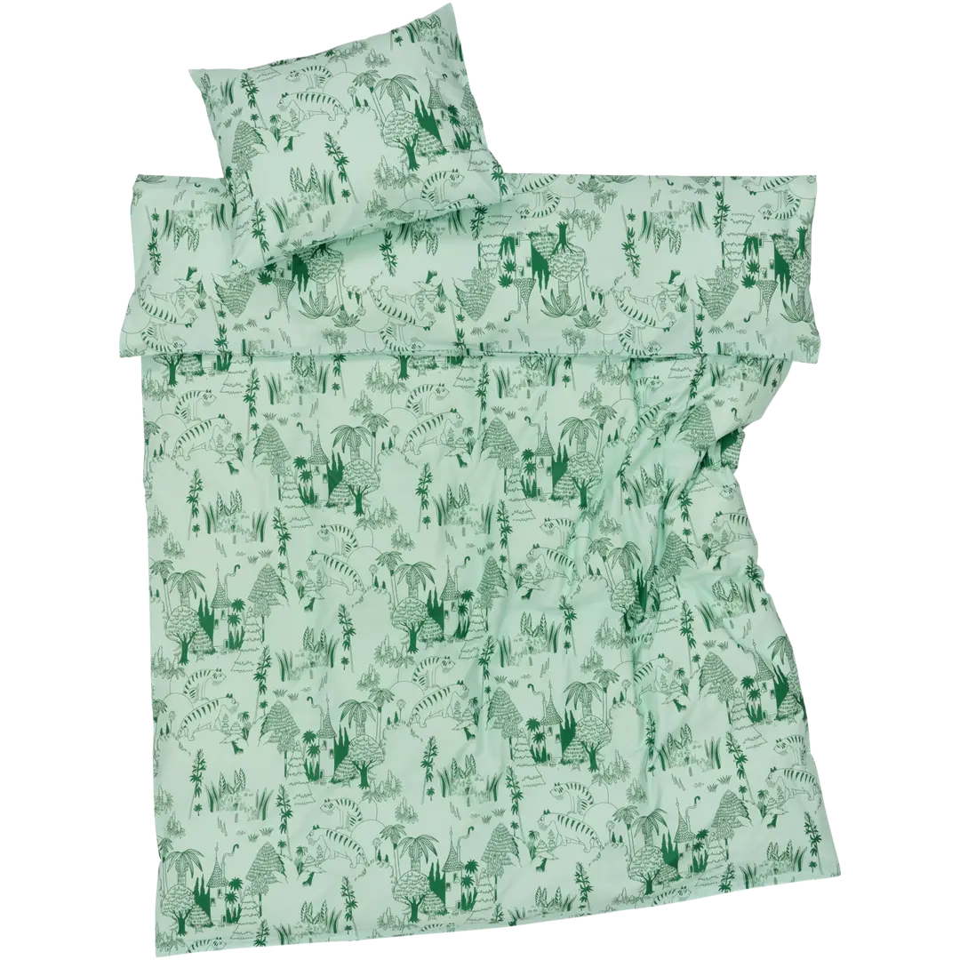 Moomin Arabia pussilakanasetti Puutarhajuhlat 150x210+50x60 cm vihreä