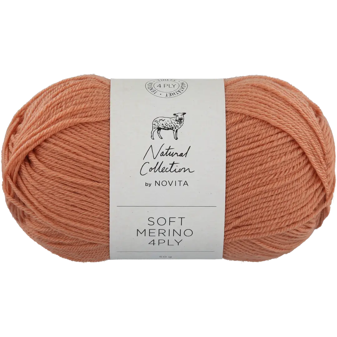 Novita lanka Soft Merino 4 PLY 50 g persikka 617