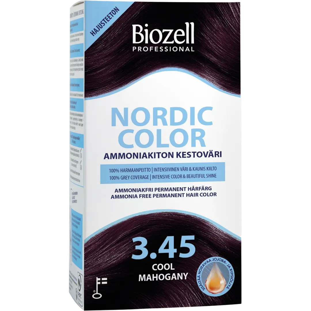 Biozell Professional Nordic Color ammoniakiton kestoväri Cool Mahogany 3.45 2x60ml