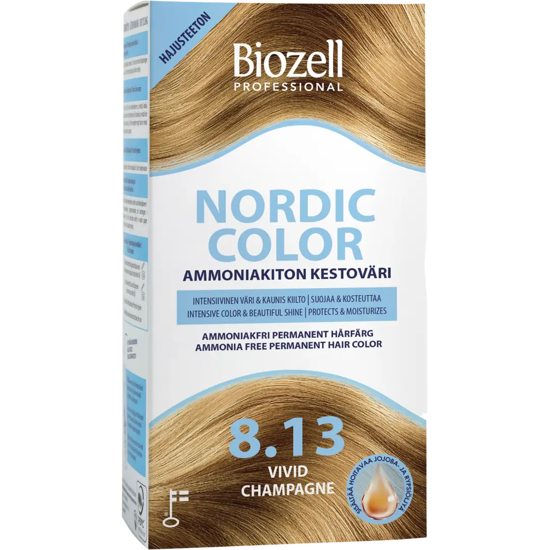 Biozell Professional Nordic Color ammoniakiton kestoväri Vivid Champagne 8.13 2x60ml