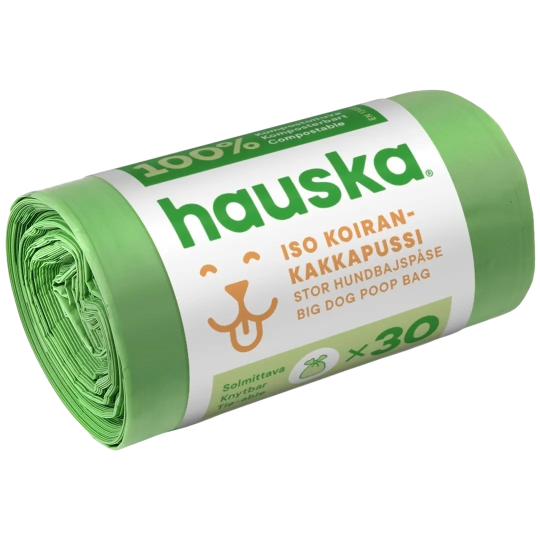 Hauska biohajoava koirankakkapussi iso 30kpl 200x360 solmittava vihreä