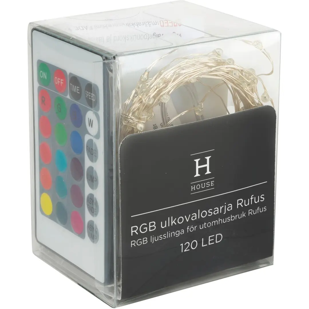 House RGB ulkovalosarja Rudolf 120 LED, 3 x AA