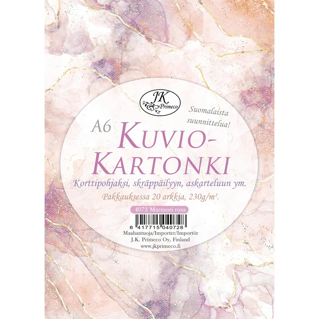 J.K. Primeco kuviokartonki A6 Marmori rosa 20 kpl