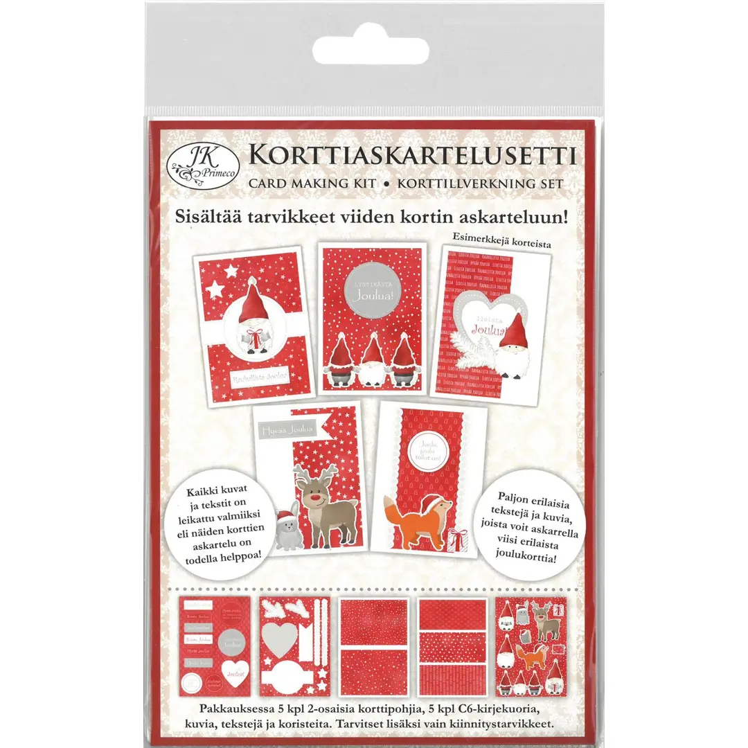 Korttiaskartelusetti hauska tonttu 5+5