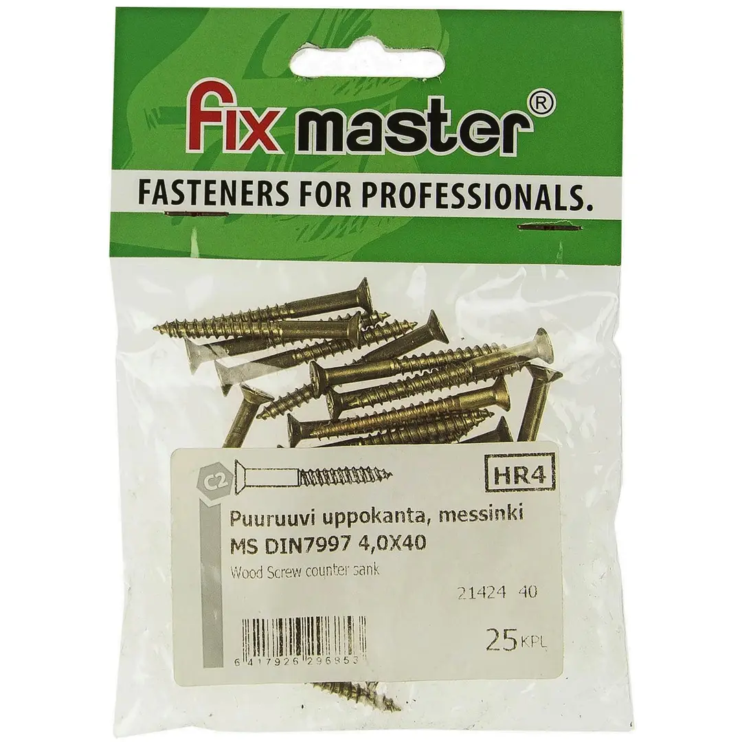 Fix Master puuruuvi uppokanta, messinki 4,0X40 25kpl