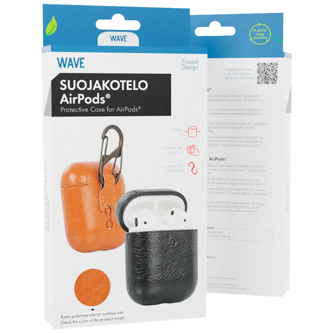 Wave PU Suojakotelo, Apple AirPods (1. ja 2. sukupolvi), Vaaleanruskea