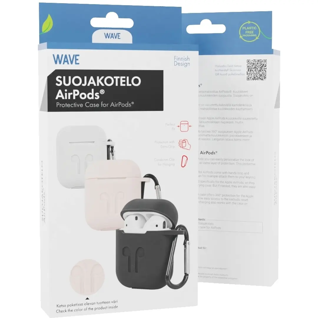 Wave Silikonikuori, Apple AirPods (1. ja 2. sukupolvi), Vaaleanharmaa