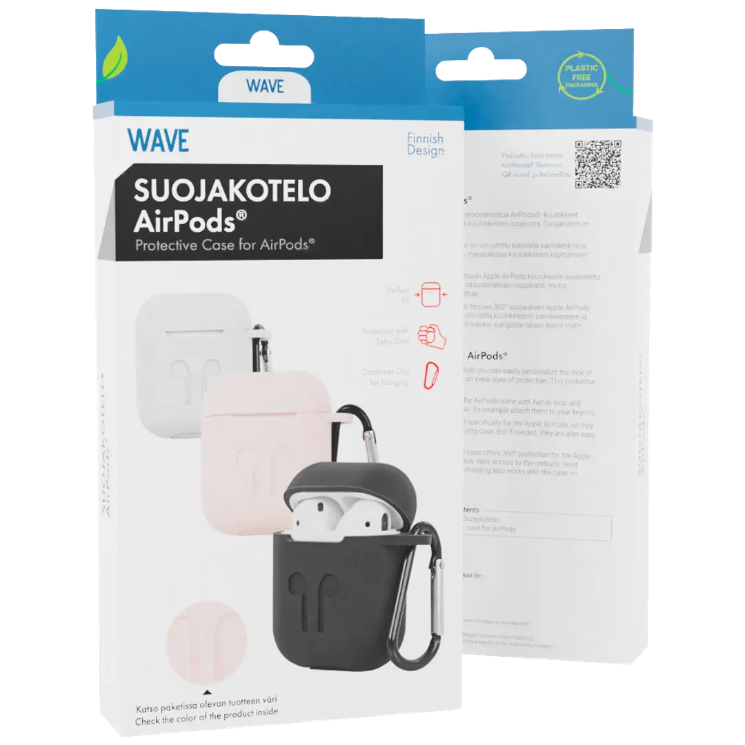 Wave Silikonikuori, Apple AirPods (1. ja 2. sukupolvi), Vaaleanpunainen