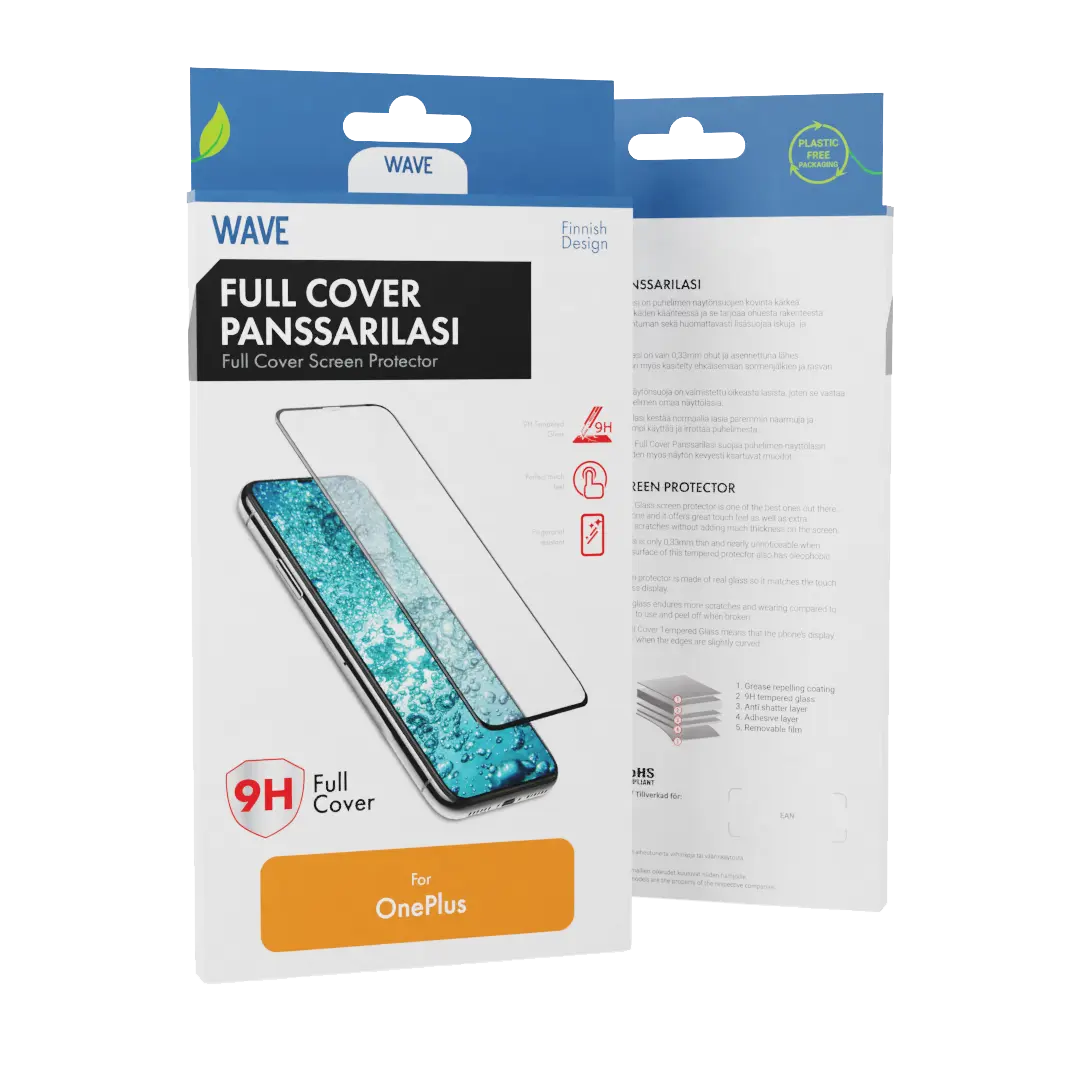 Wave Full Cover Panssarilasi, OnePlus Nord N10 5G, Musta Kehys