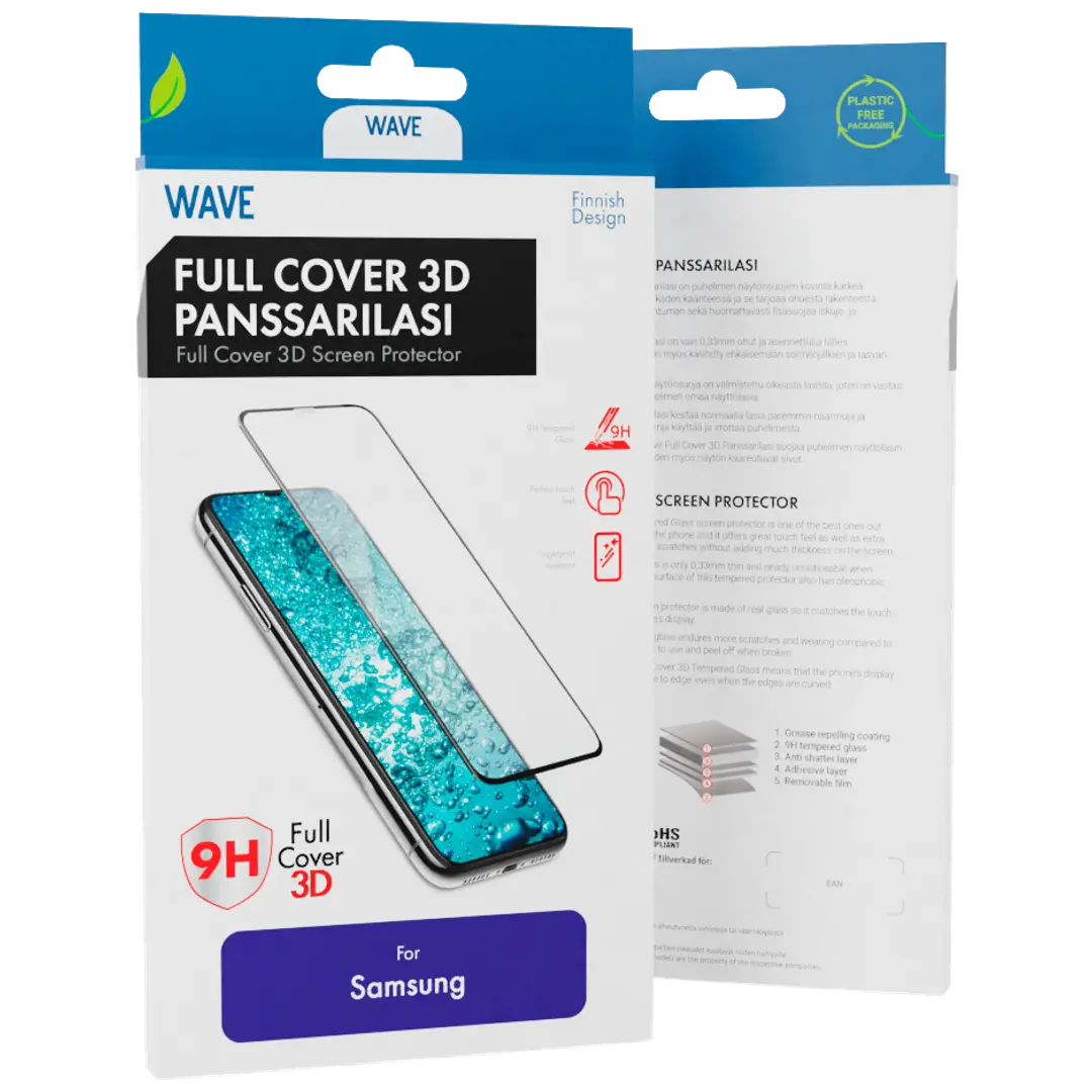 Wave Full Cover 3D Panssarilasi, Samsung Galaxy S23 Ultra 5G, Musta Kehys