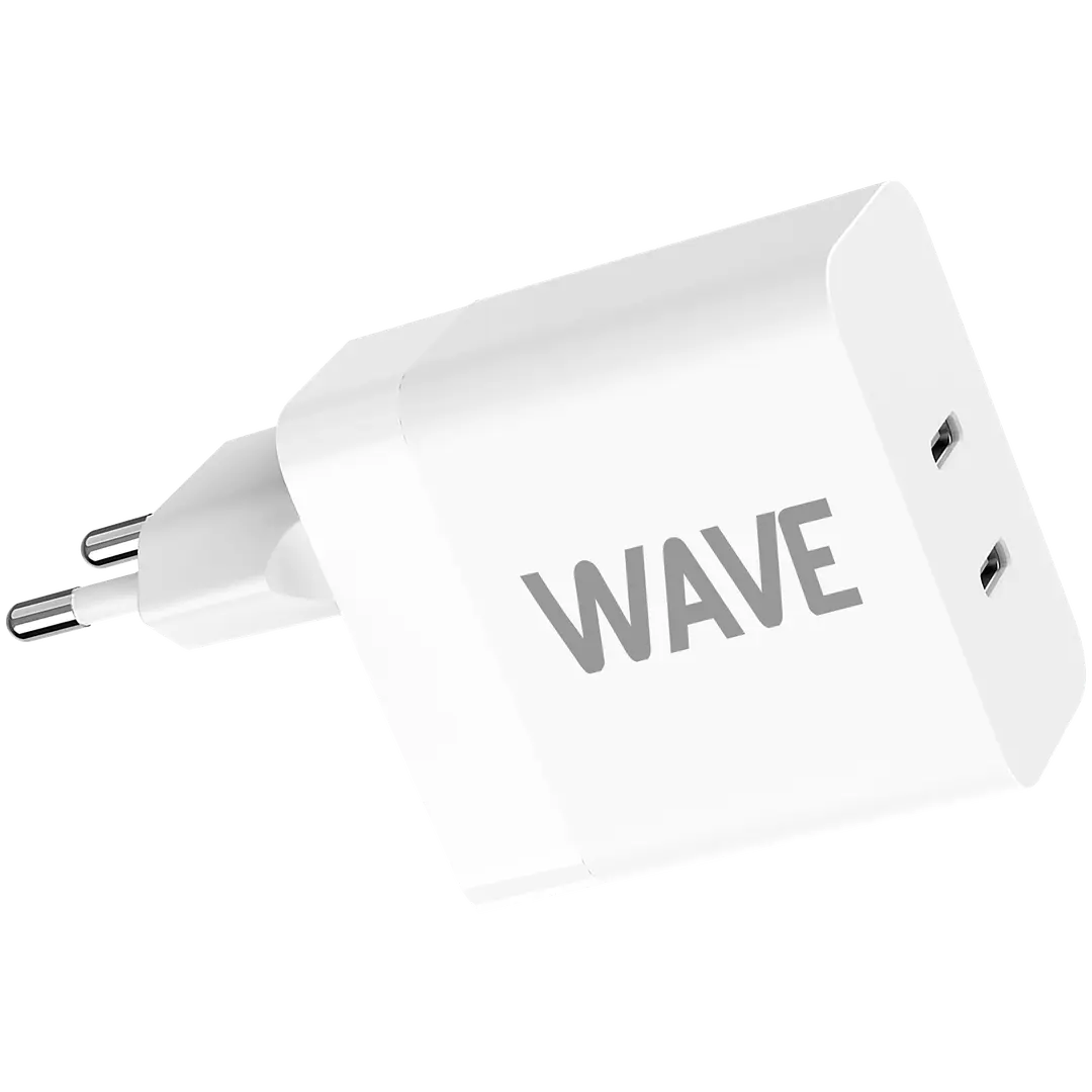 Wave 65W Pikalataava GaN -verkkolaturi, 2 x USB Type-C, Valkoinen