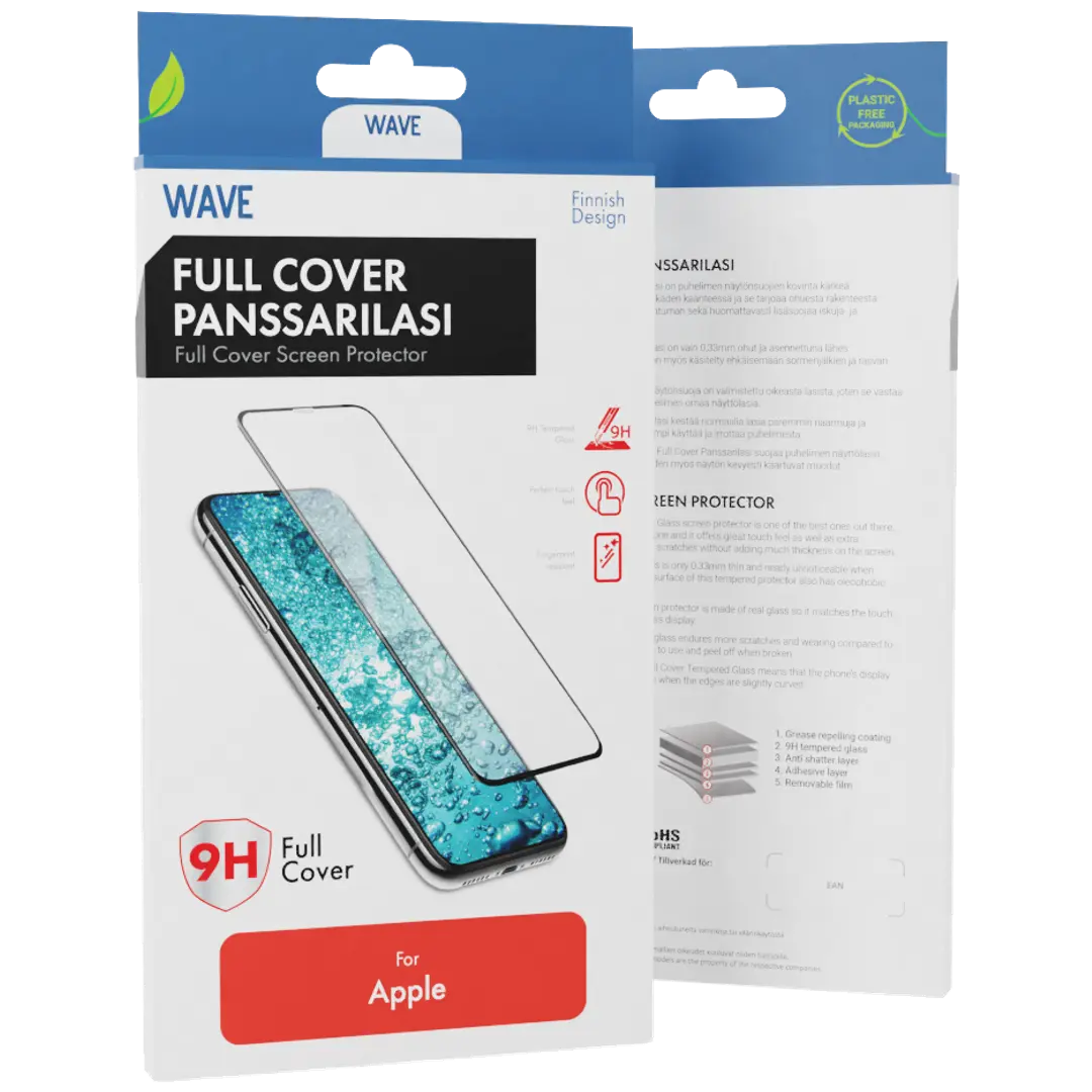 Wave Full Cover Panssarilasi, Apple iPhone 15 Pro Max, Musta Kehys