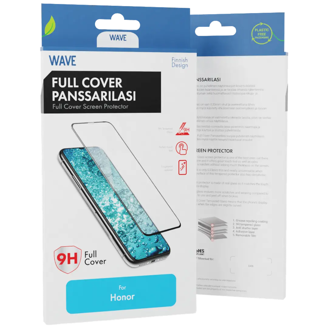 Wave Full Cover Panssarilasi, Honor X6a / Honor X6b, Musta Kehys