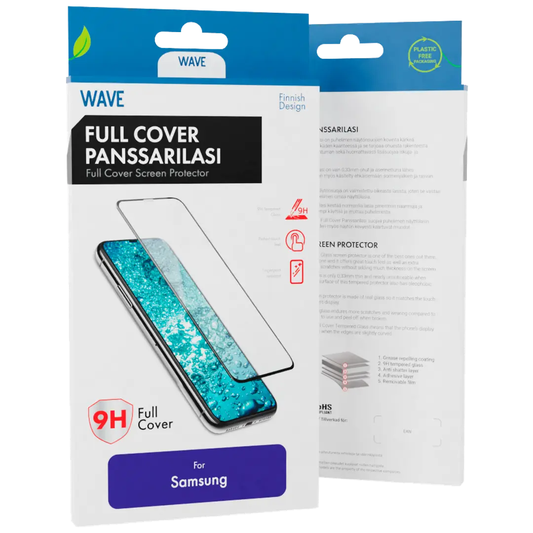 Wave Full Cover Panssarilasi, Samsung Galaxy A25 5G, Musta Kehys