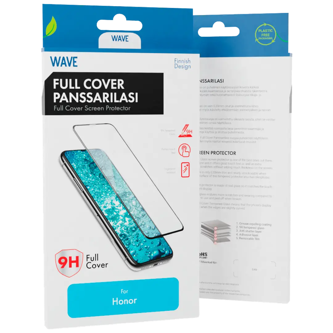 Wave Full Cover Panssarilasi, Honor 200 Lite, Musta Kehys