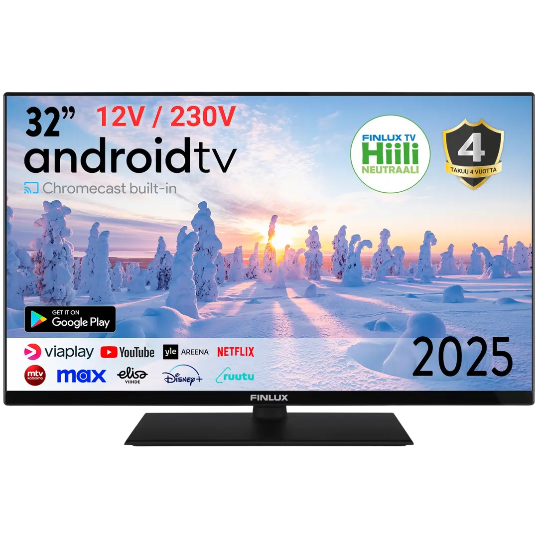 Finlux 32 FullHD Android Smart LED TV 12V sekä 230V käyttöjännitteellä 32M8.2ACI-12