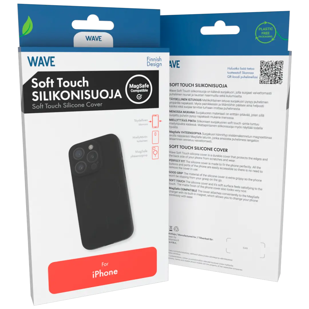 Wave Soft Touch Silikonisuoja, Apple iPhone 16 Pro Max, Musta