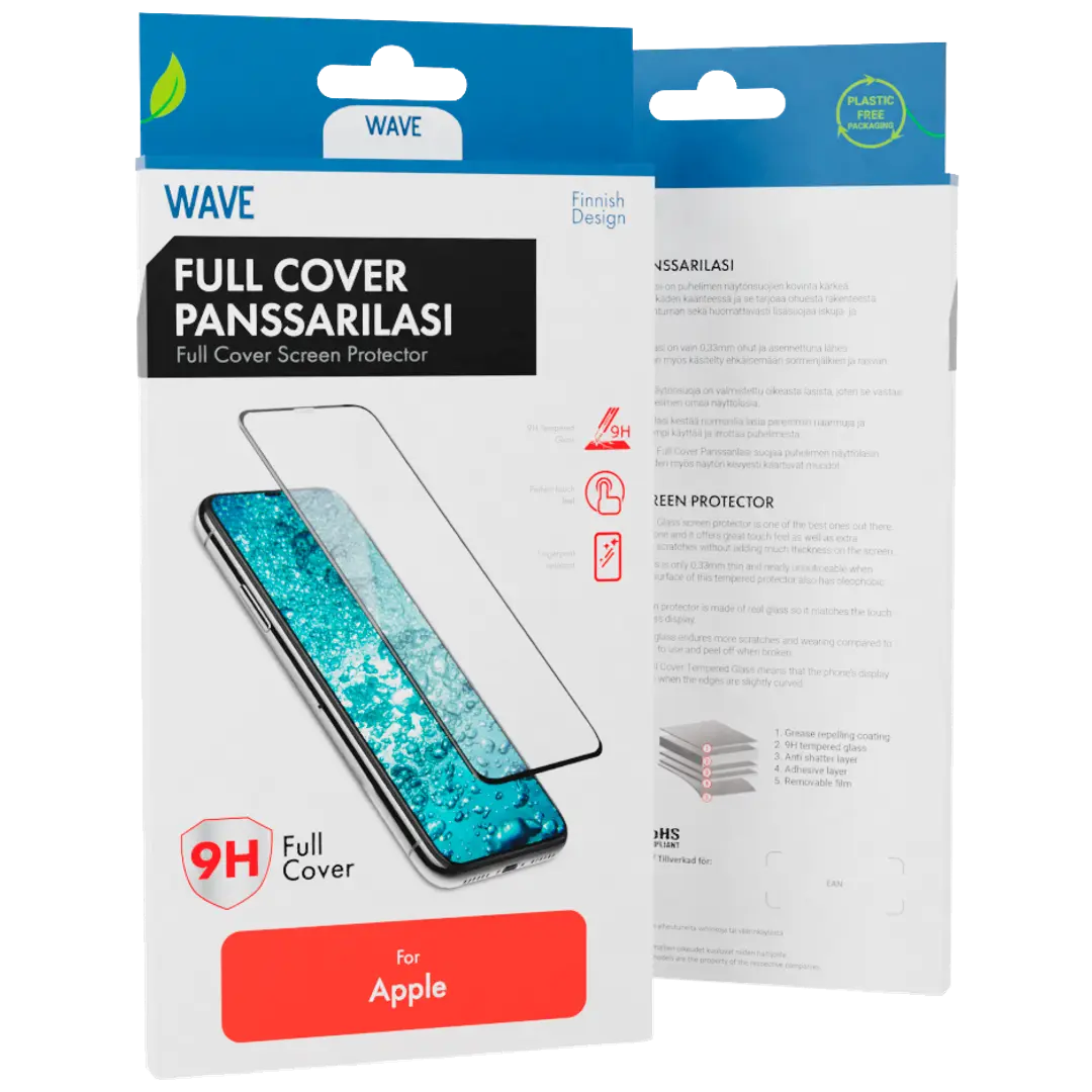 Wave Full Cover Panssarilasi, Apple iPhone 16 Pro Max, Musta Kehys