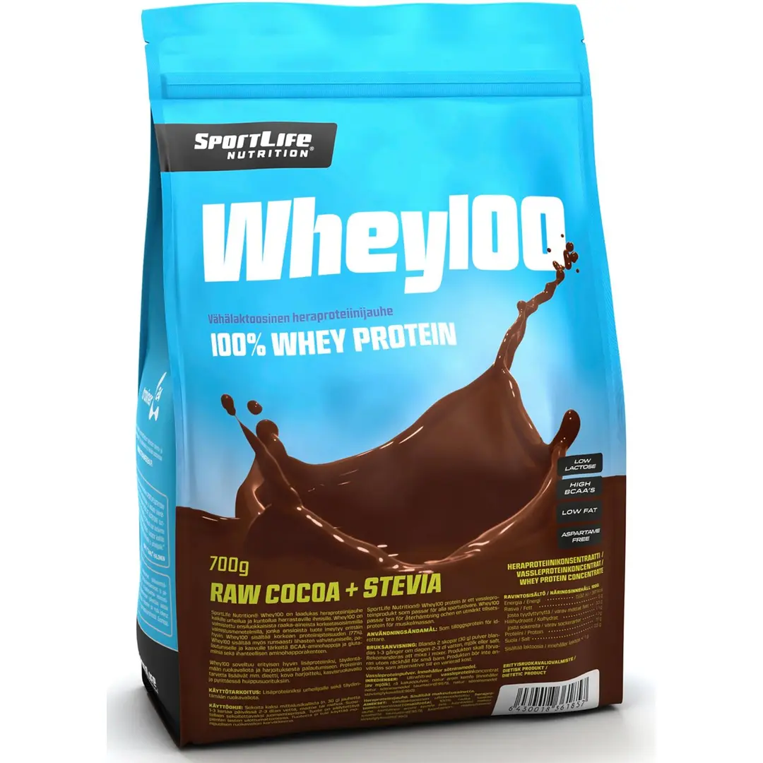 SportLife Nutrition Whey100 700g raakakaakao heraproteiinijauhe