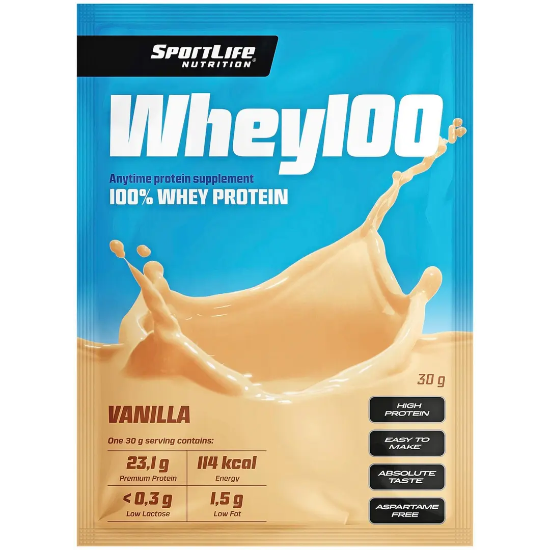 SportLife Nutrition Whey100 30g vanilja heraproteiinijauhe