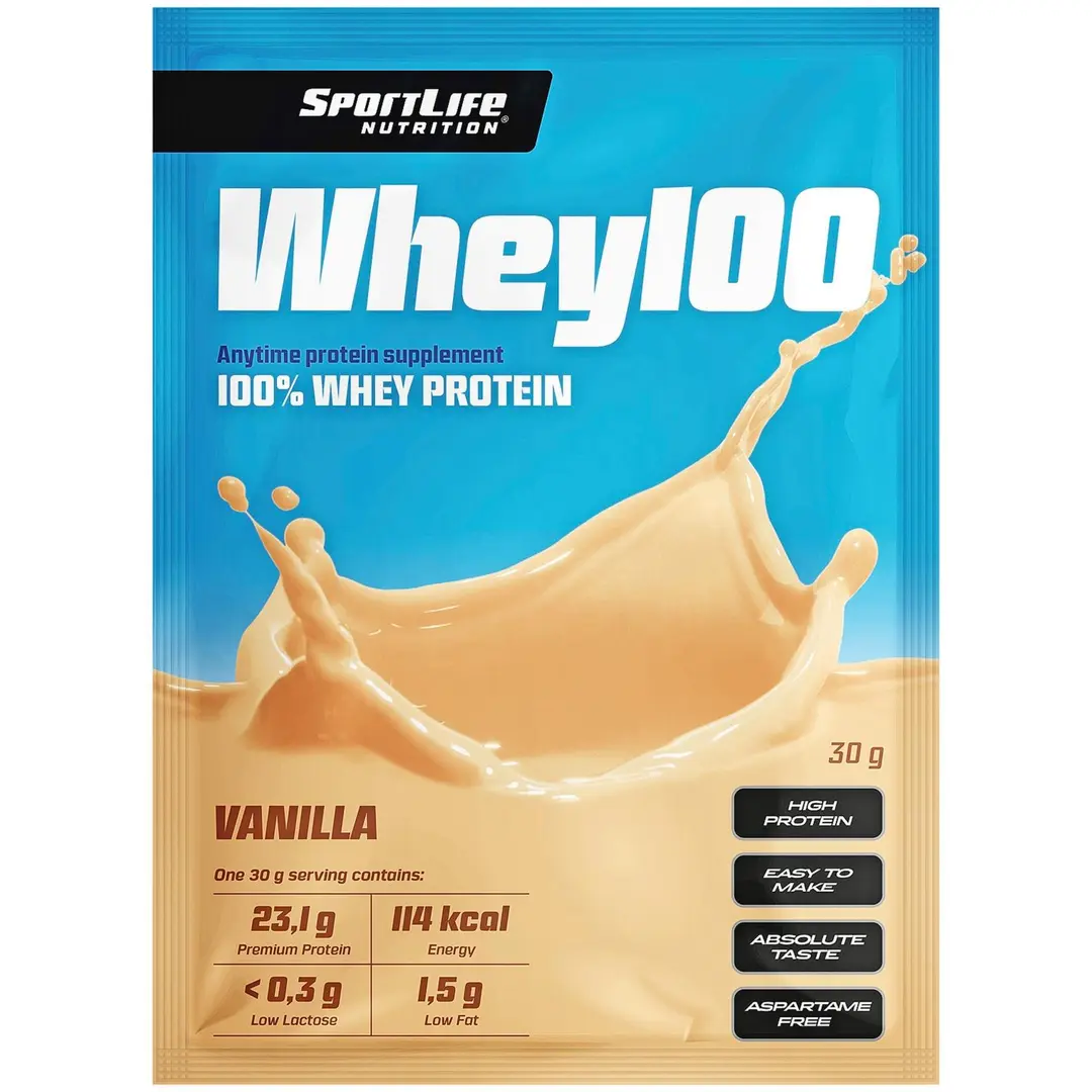 SportLife Nutrition Whey100 30g vanilja heraproteiinijauhe