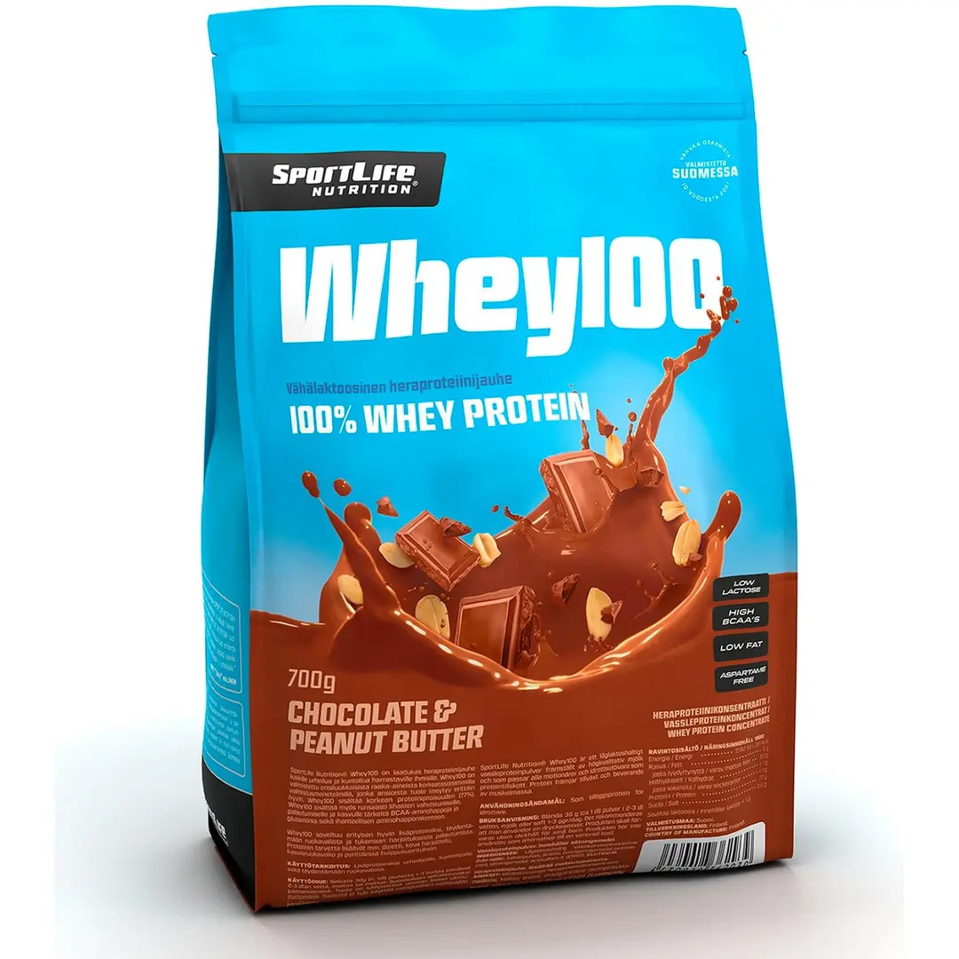 SportLife Nutrition Whey100 700g suklaa-maapähkinä heraproteiinijauhe