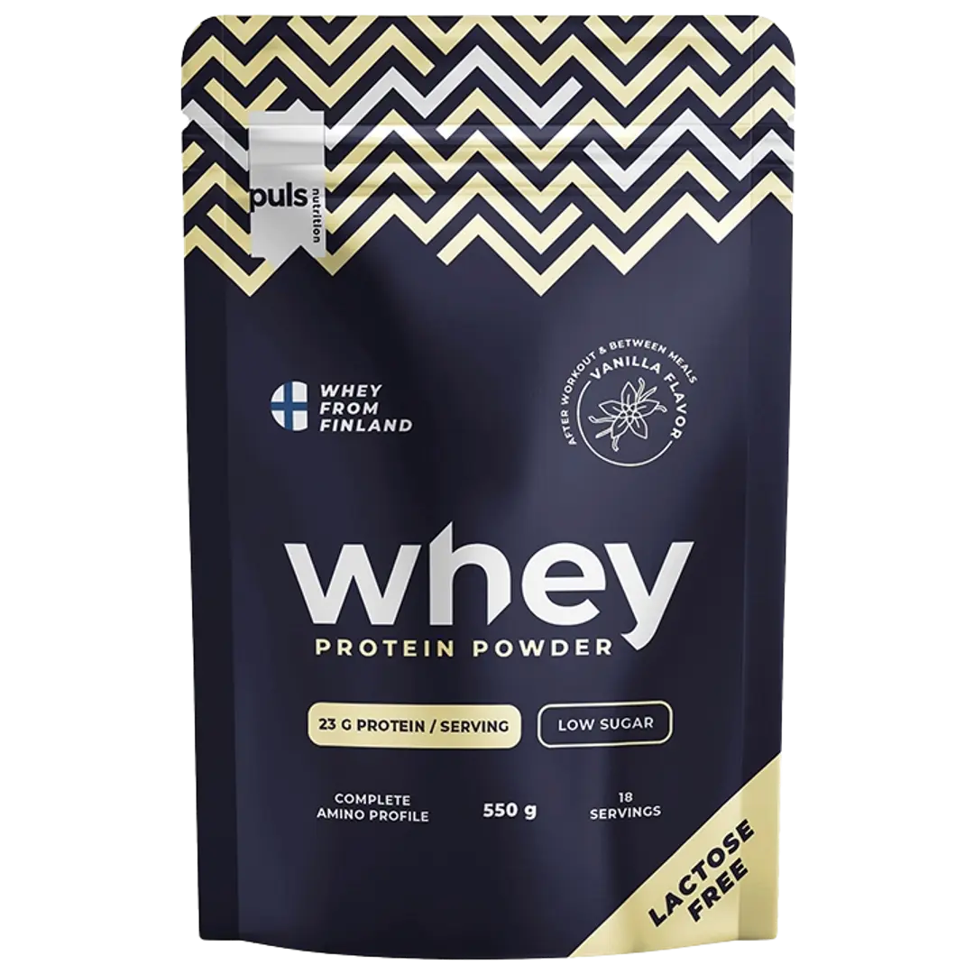 PULS WHEY Vanilja proteiinijauhe 550g laktoositon kotimainen