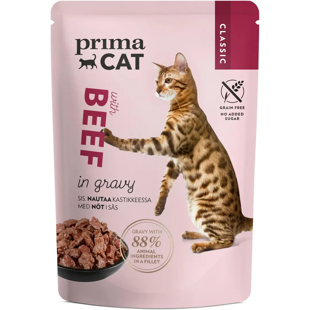 PrimaCat Classic Nautaa kastikkeessa 85 g