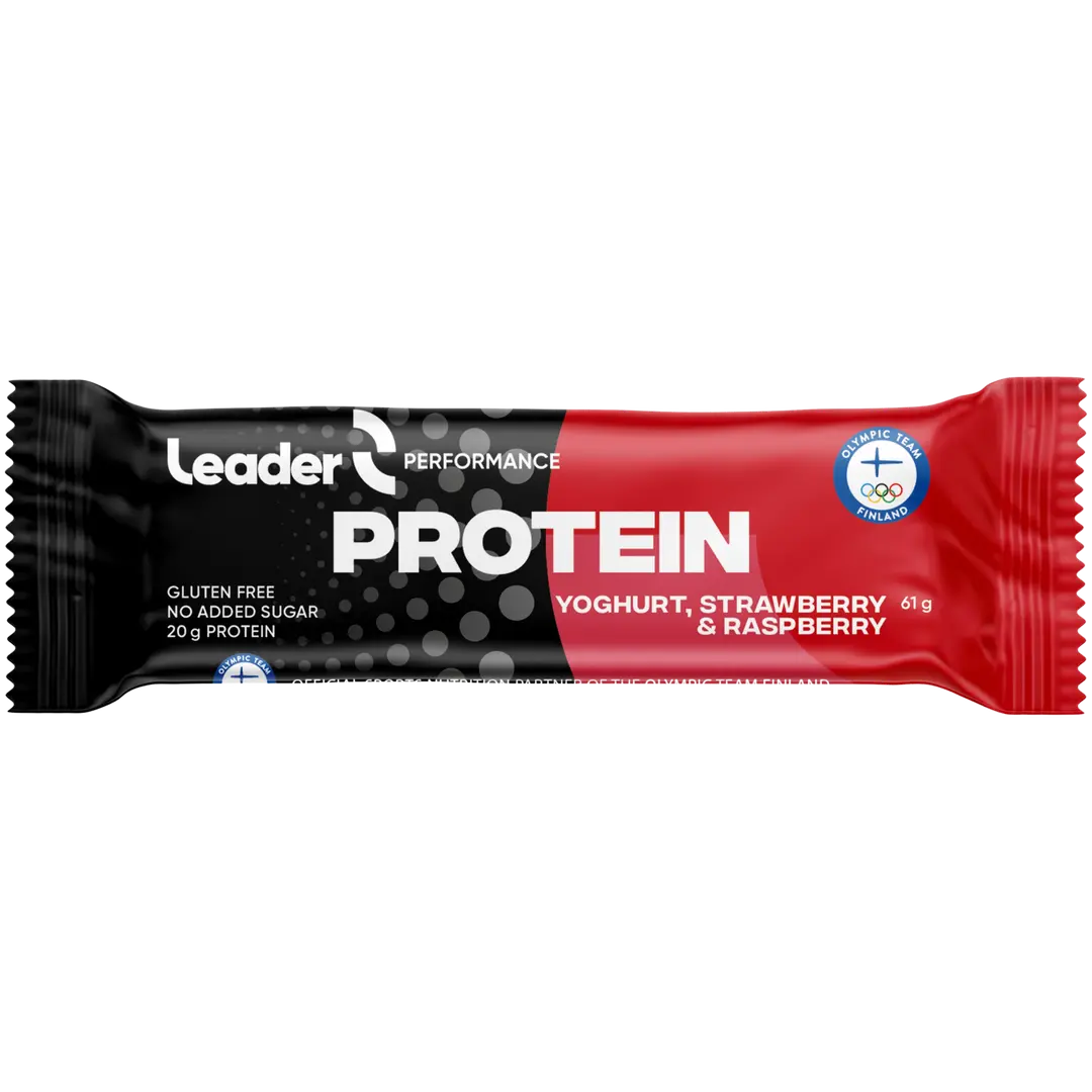 Leader Performance Protein Yoghurt, Strawberry & Raspberry jogurtti-mansikka-vadelma proteiinipatukka 61 g