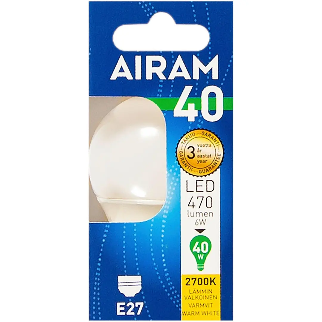 Airam LED 4,9W koriste opaali E27 470lm 2700K