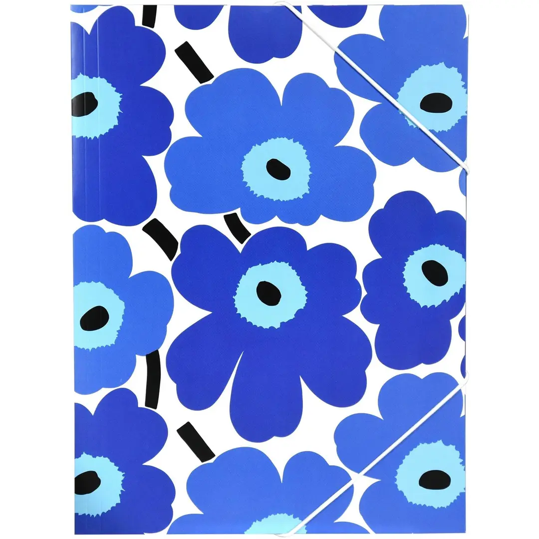 Marimekko kulmalukkokansio unikko sininen