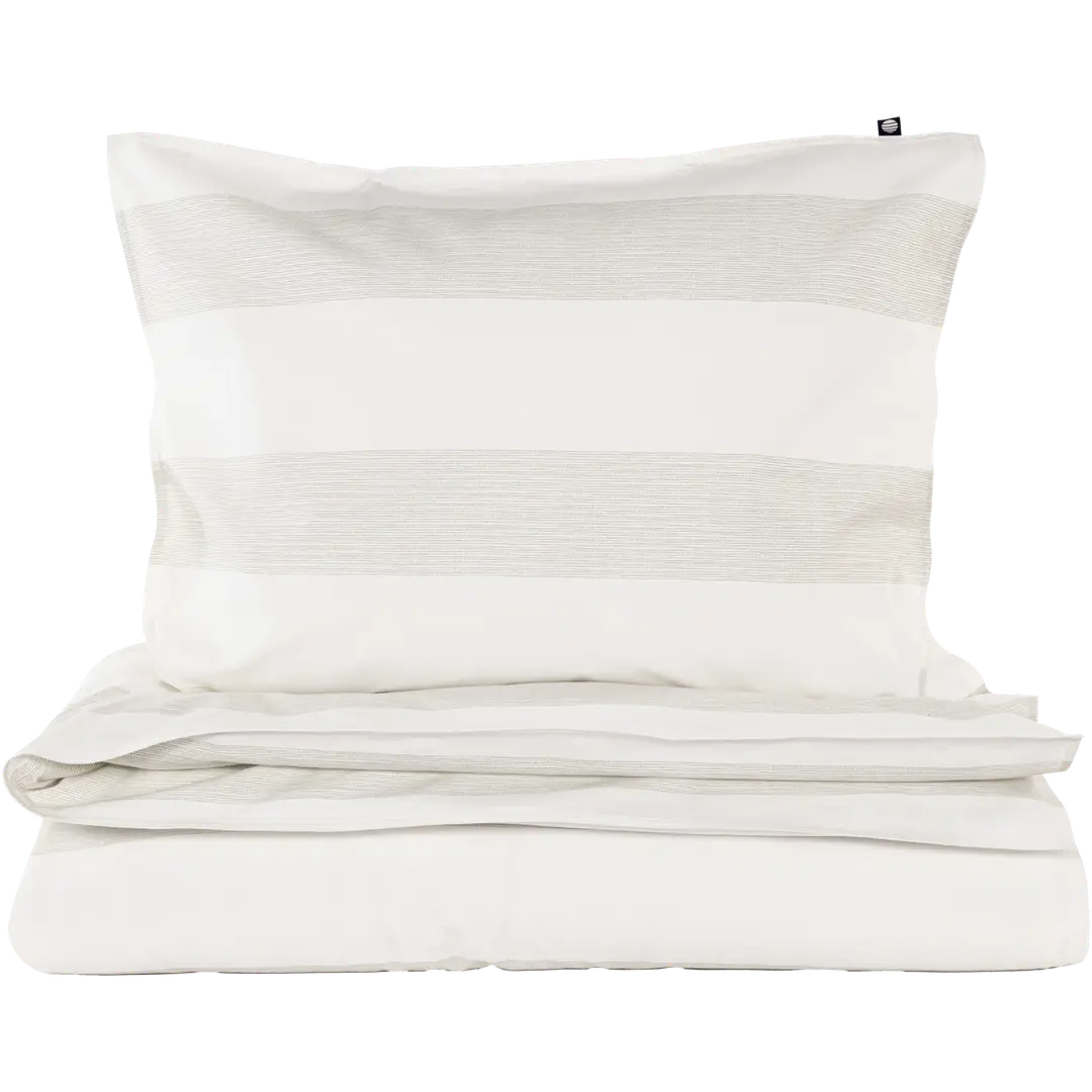 Familon pussilakanasetti Percale Raita 150x210+50x60 cm valkoinen/greige