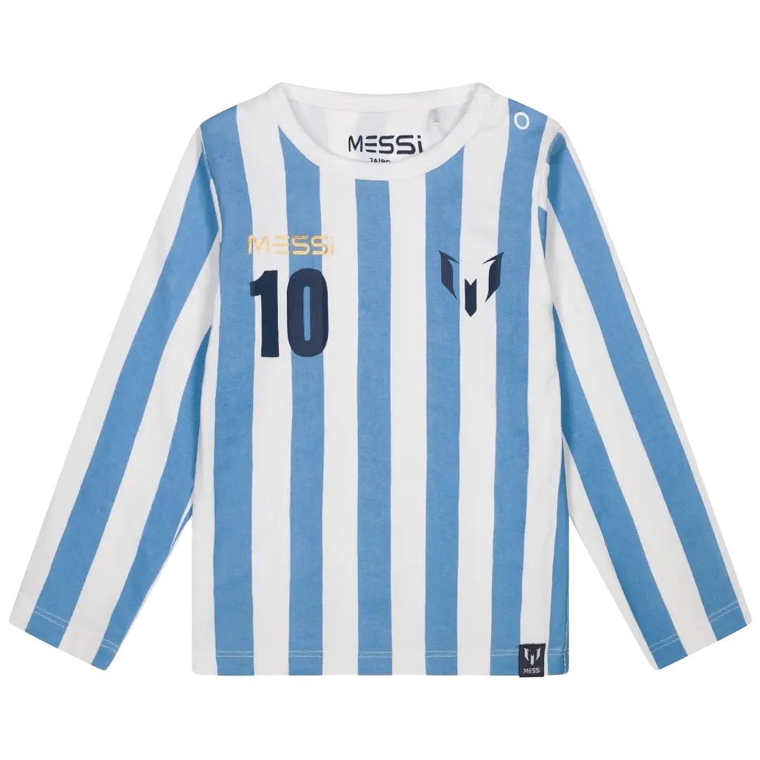 Lasten Messi 10# raidallinen pitkähihainen t-paita  S49309
