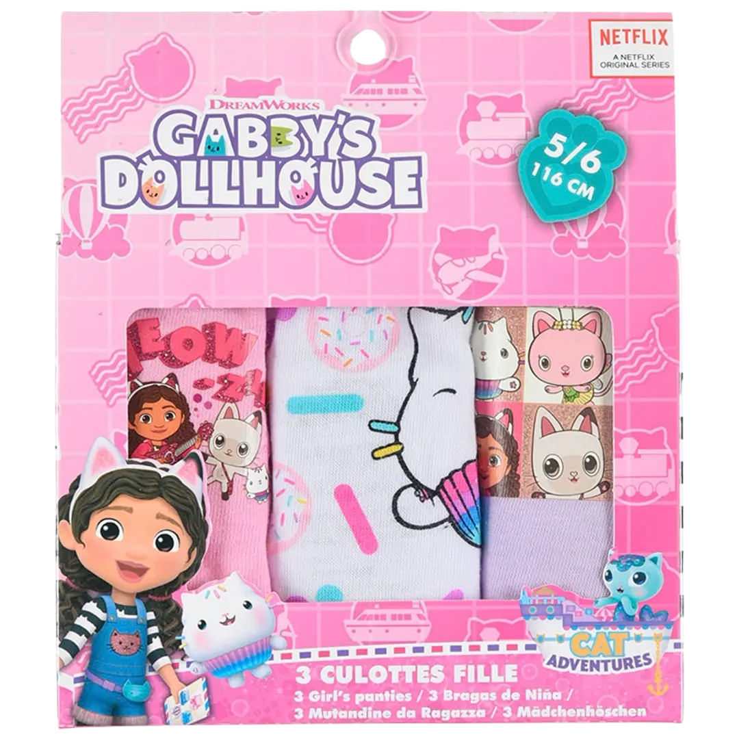 Gabby's dollhouse lasten brief alushousut 3-pack EX3056