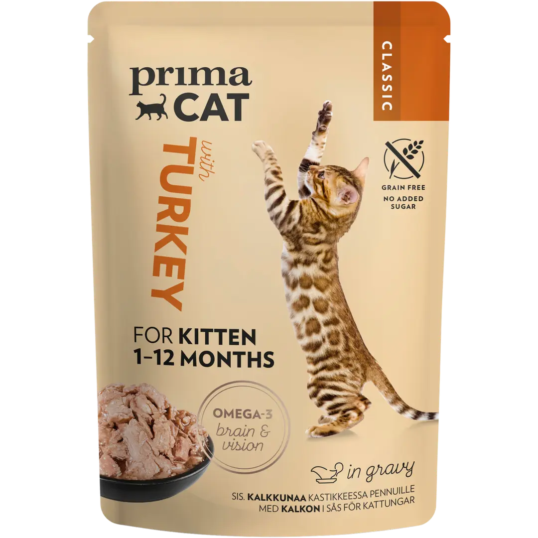 PrimaCat Classic Kalkkunaa kastikkeessa pennuille 85 g